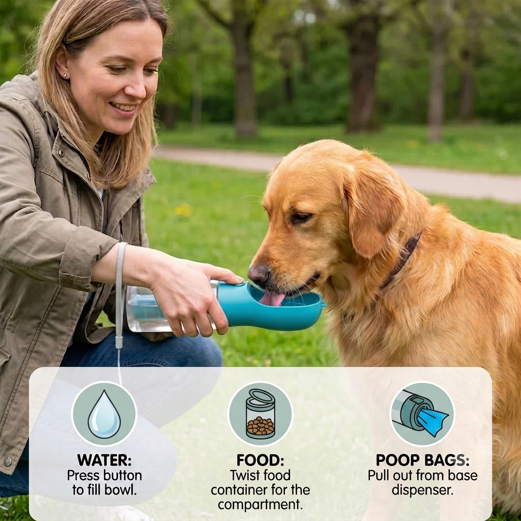 Aven 3-in-1 Portable Dog Water Bottle